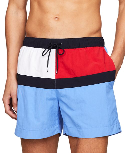 alfani Tommy Hilfiger Men's Long Drawstring Flag 7" Swim Trunks Men's Fashion & Accessories