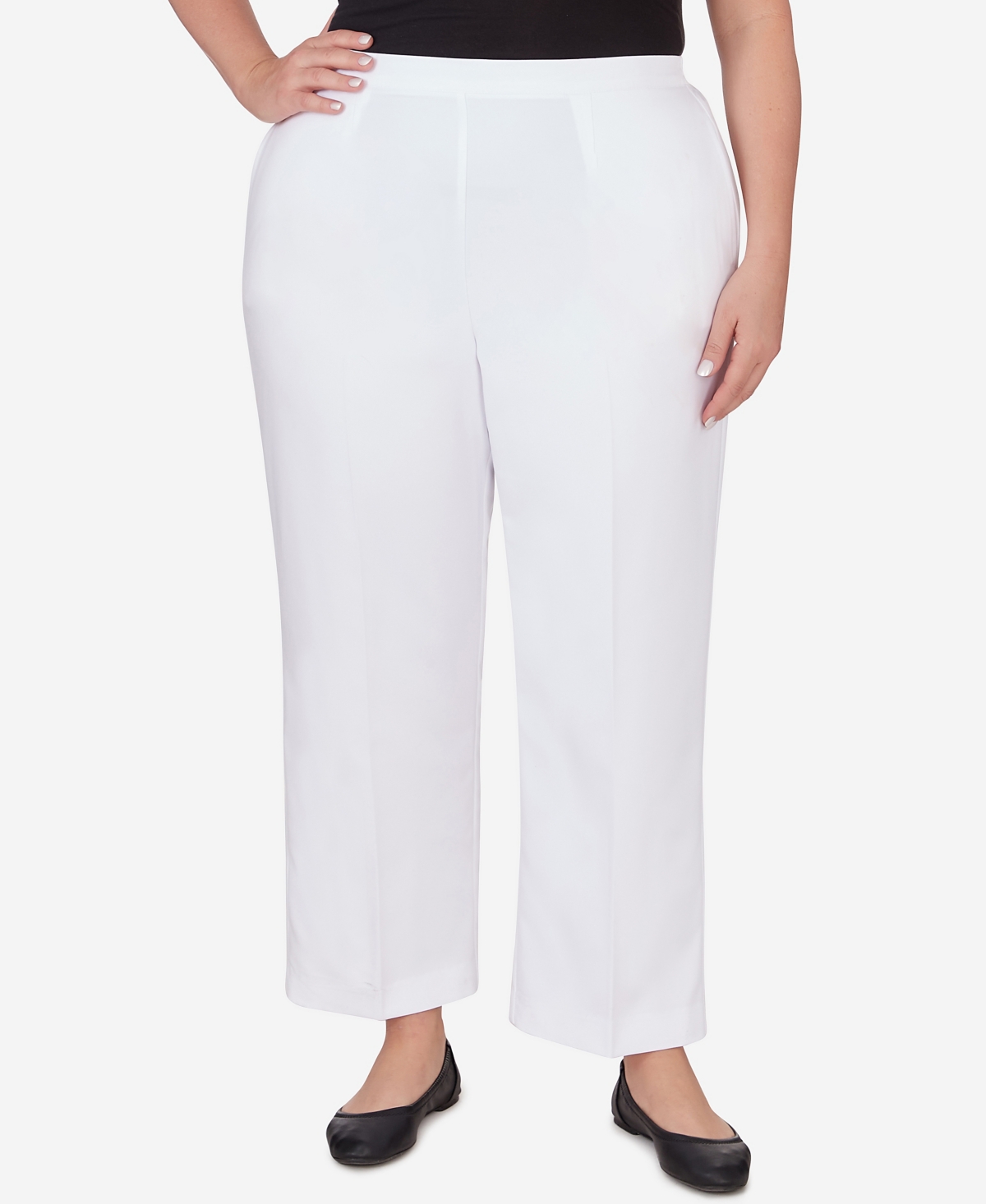 Shop Alfred Dunner Plus Size Paradise Island Twill Short Length Pants In White