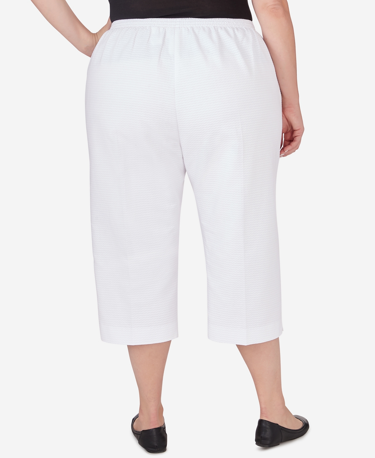 Alfred Dunner Plus Size Charleston Textured Zig Zag Capri with Pockets