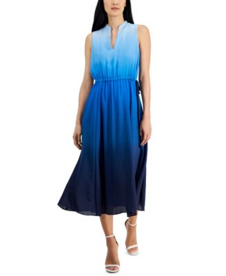 Anne Klein - Petite Jenna Ombr&eacute; Drawstring-Waist Dress