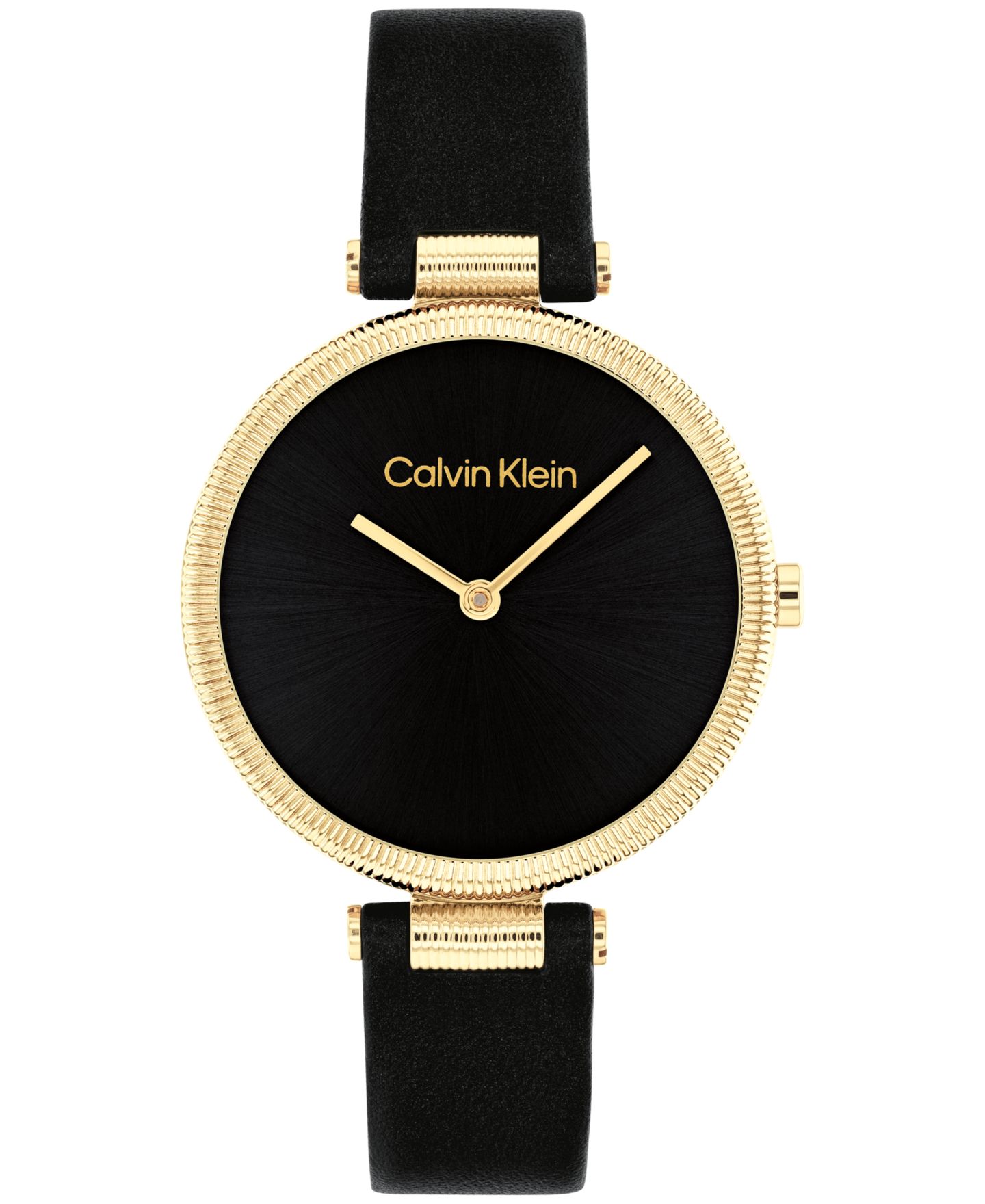 Женские часы Calvin Klein Gleam Black Leather Strap Watch 32mm — фото 1