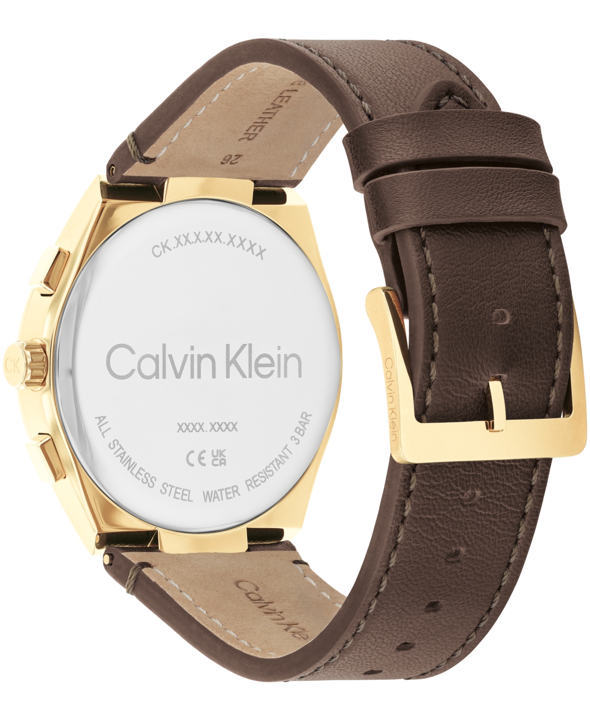 Shop Calvin Klein Men's Distinguish Brown Leather Strap Watch 44mm