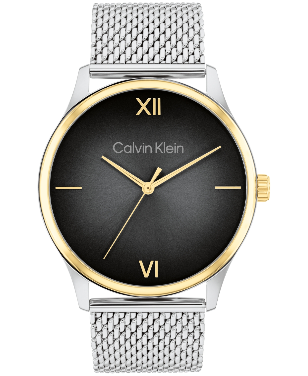 Calvin Klein Men's Ascend Two-tone Stainless Steel Mesh Bracelet Watch 43mm In Silver