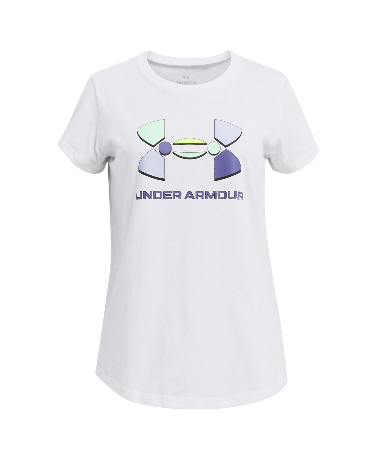 Under Armour Kids' Big Girls Colorblock Big Logo Short Sleeve T-shirt In White,black