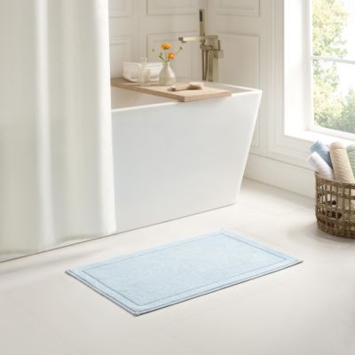 Textured Woven Cotton Bath Rug with Slip-Resistant Backing