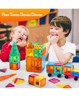 ST4 -Kids Toy Magnet Tiles -112 PCS 3D Building Blocks STEM Construction
