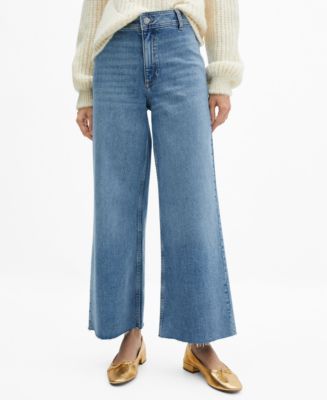 MANGO Women's High Waist Culotte Jeans - Macy's