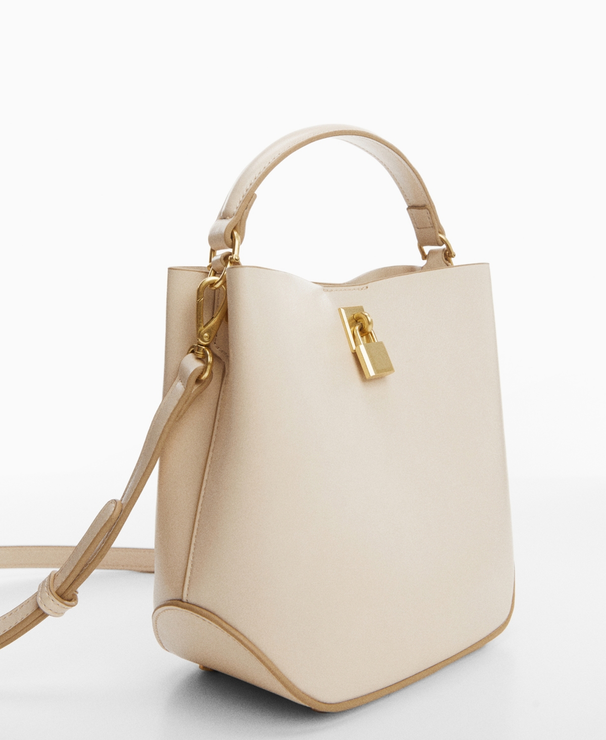Mango Women's Rear Padlock Detail Mini-shopper Bag In Off White