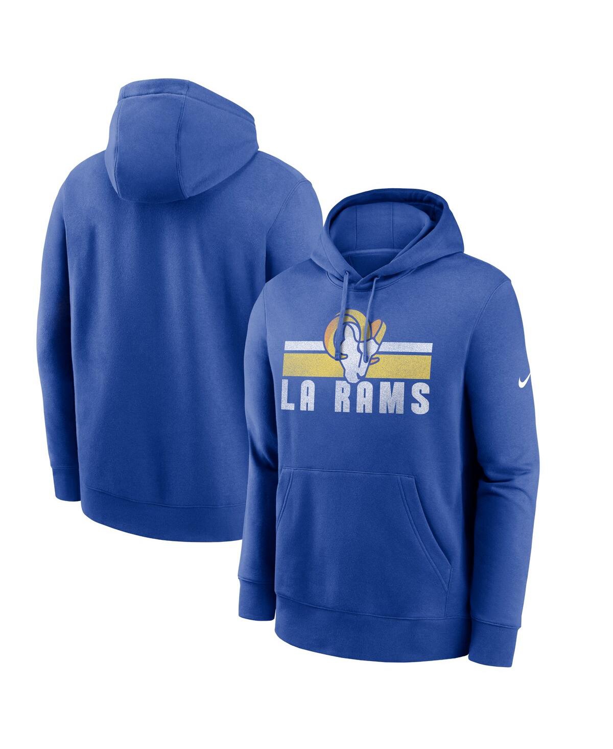 Shop Nike Men's  Royal Los Angeles Rams Club Fleece Pullover Hoodie