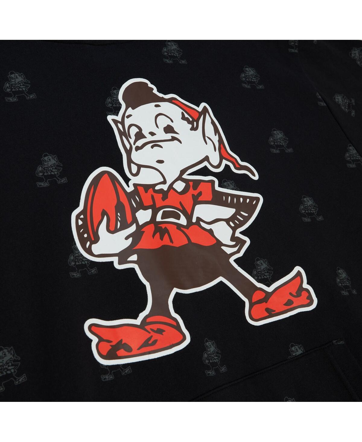 Men's Mitchell & NessCleveland Browns Allover Print Fleece Pullover Hoodie - Black