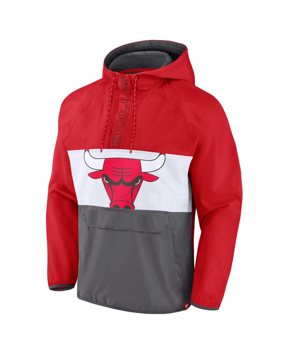 Men's Fanatics Gray Chicago Bulls Anorak Flagrant Foul Color-Block Raglan Hoodie Half-Zip Jacket - Gray