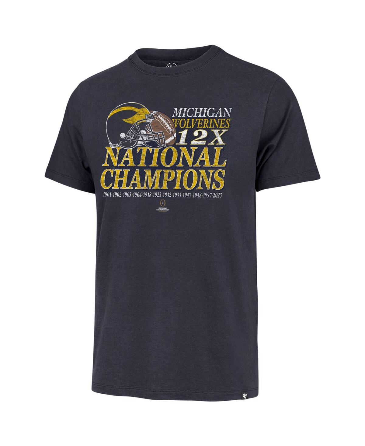 Men's '47 BrandDistressed Michigan Wolverines 12-Time Football National Champions Franklin T-shirt - Navy