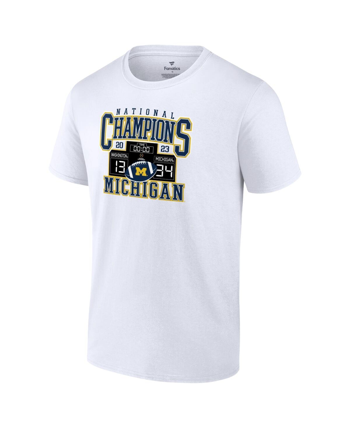 Men's FanaticsMichigan Wolverines College Football Playoff 2023 National Champions Scoreboard T-shirt - White