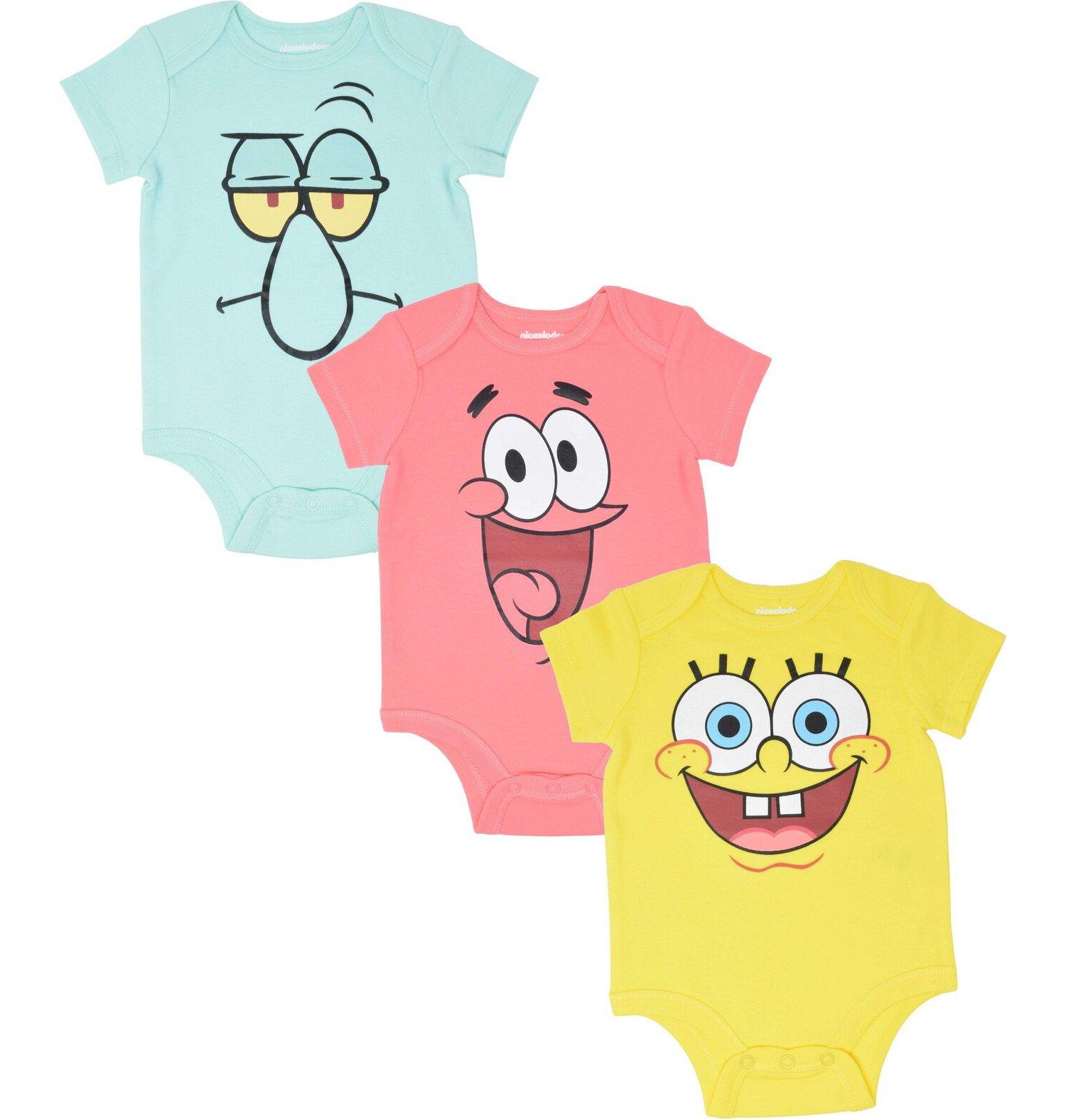 Patrick Squidward Boys 3 Pack Bodysuits Infant