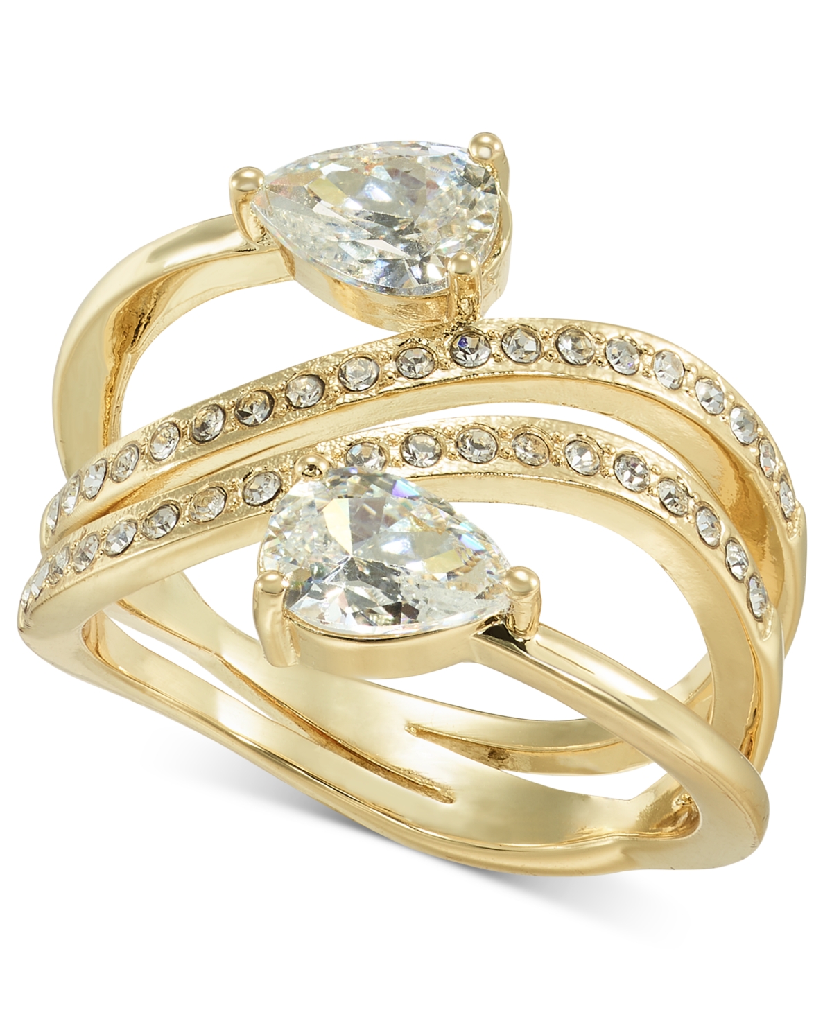 Gold-Tone Pave & Pear-Shape Crystal Wrap Ring, Created for Macy's - Gold