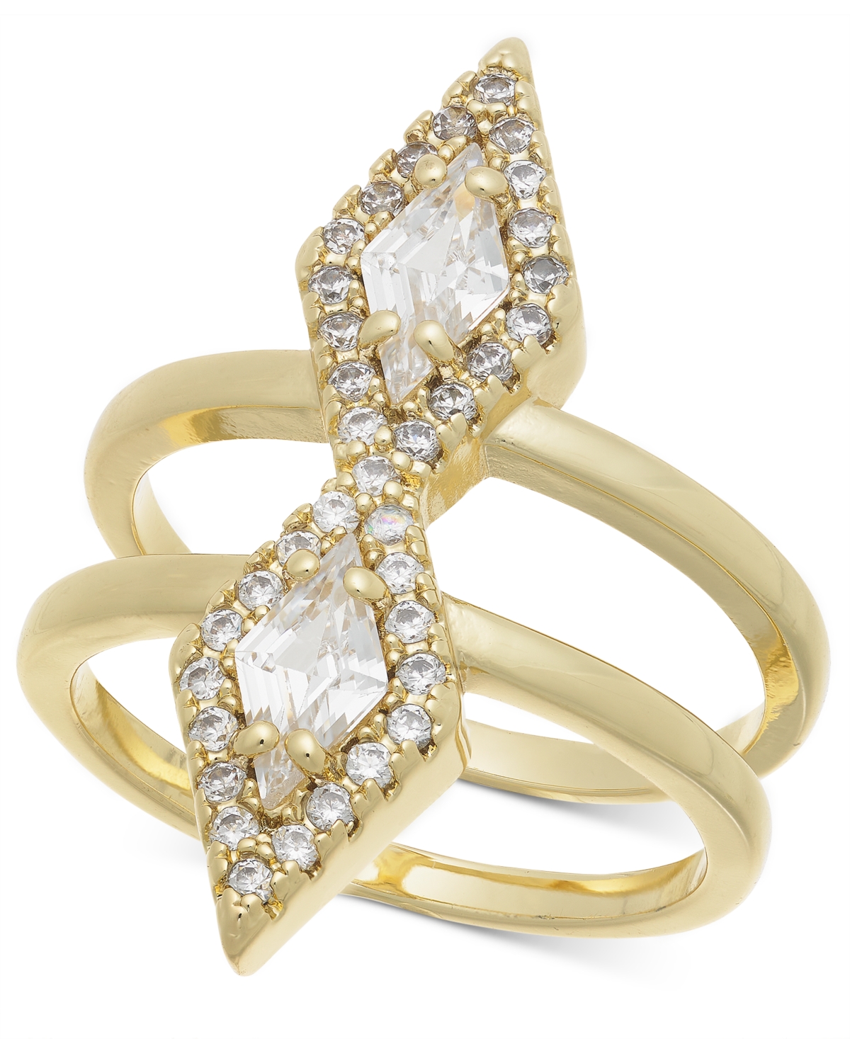 Gold-Tone Cubic Zirconia Triangle Double Row Ring, Created for Macy's - Gold