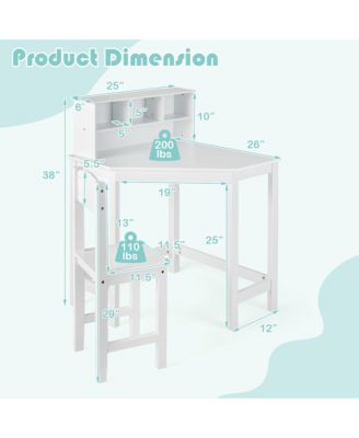 Kids Corner Desk & Chair Set Wooden Study Writing Workstation