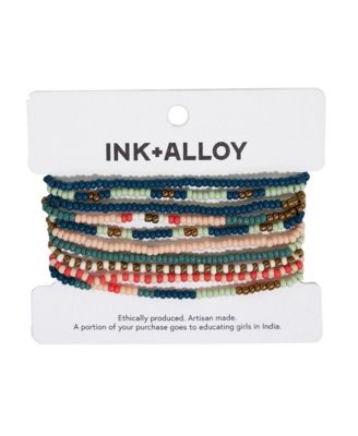 INK + ALLOY Sage 10 Stranded Beaded Stackable Stretch Bracelets