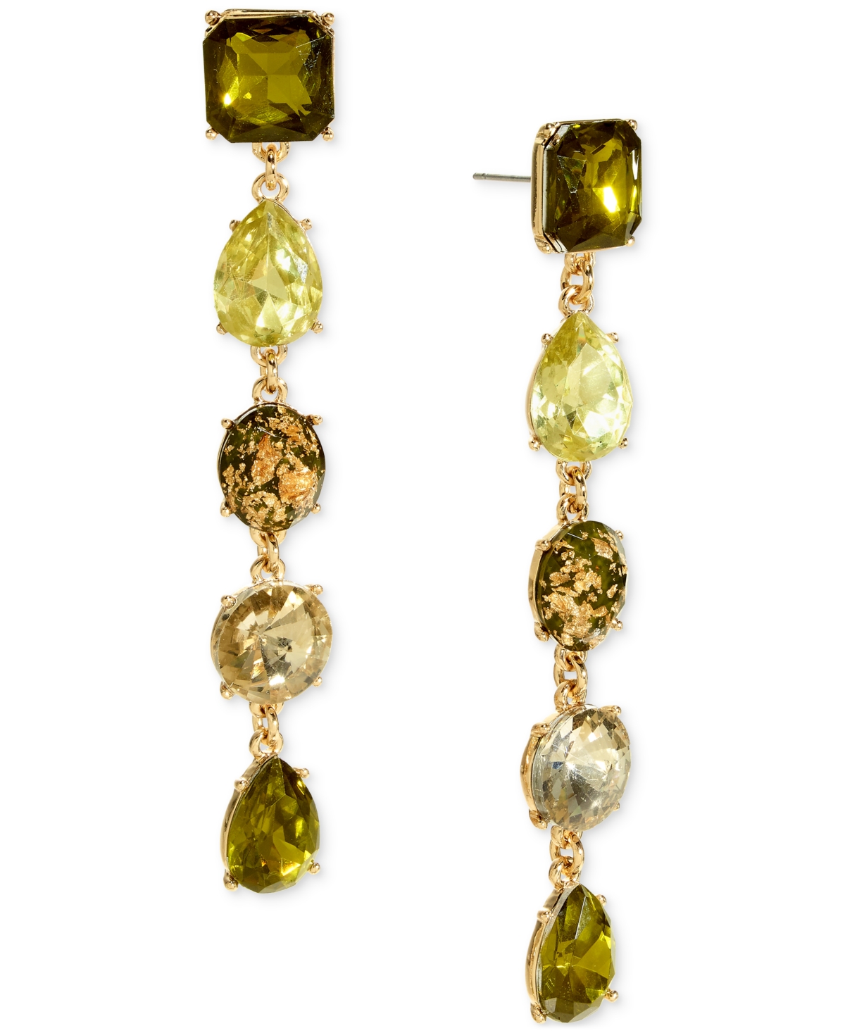 Shop Inc International Concepts Mixed Stone Linear Drop Earrings, Created For Macy's In Green