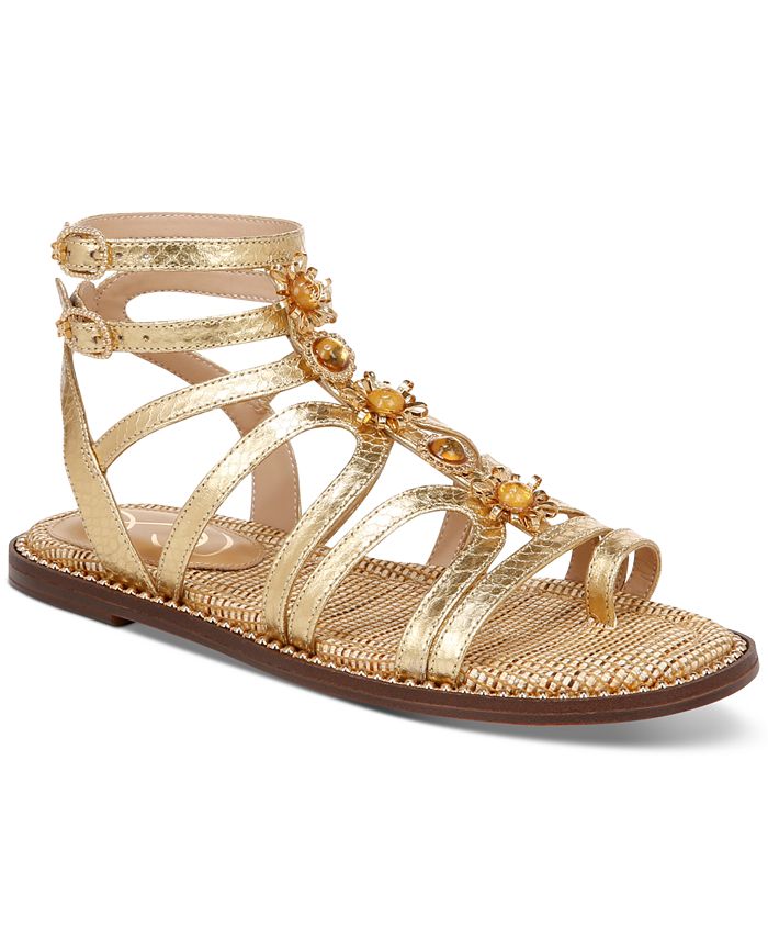 Sam Edelman Tianna Embellished Strappy Gladiator Flat Sandals - Macy's