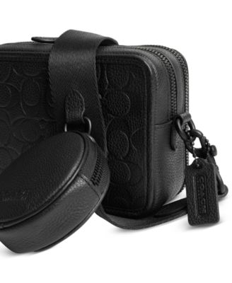 Men's Charter Crossbody in Blackout Signature Leather with Metal Chain