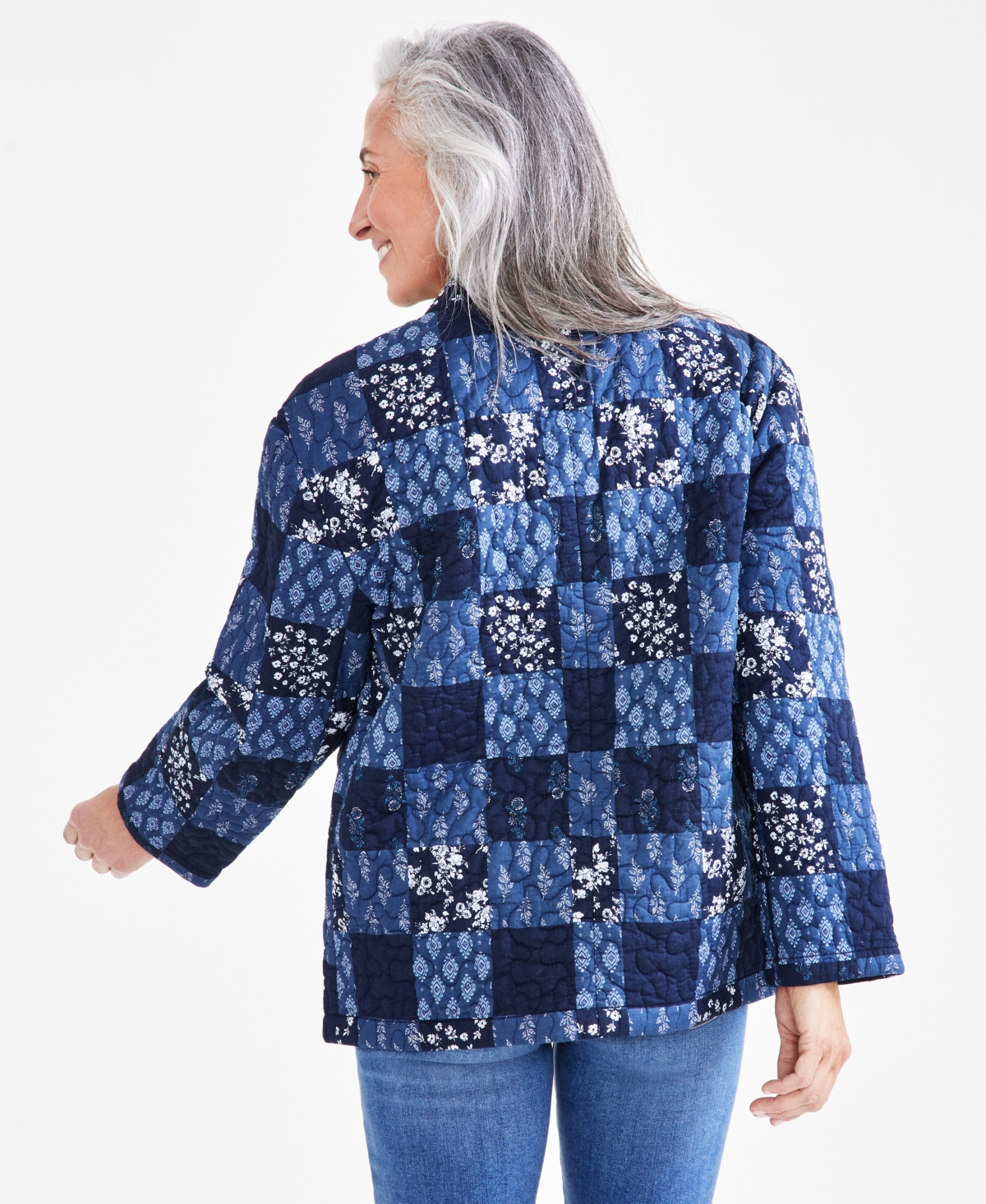 Style & Co Petite Cotton Quilted Patchwork Jacket, Created for Macy's