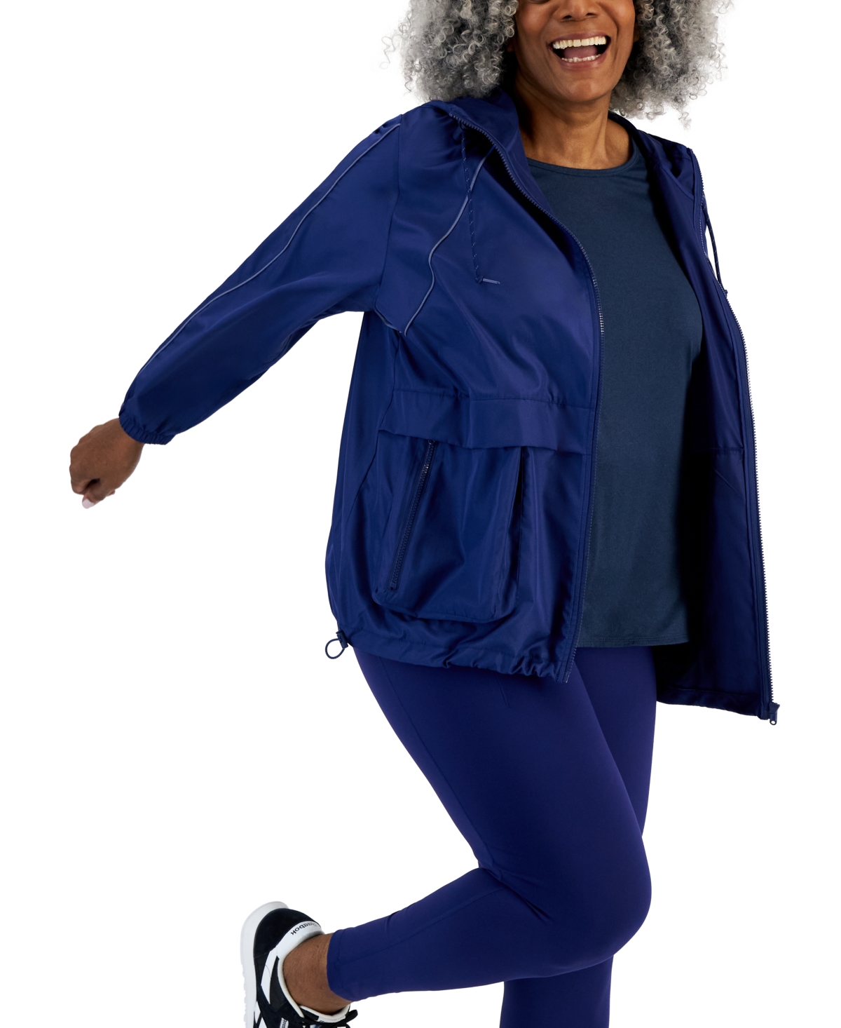 Id Ideology Plus Size Packable Zip-Front Hooded Jacket, Created for Macy's