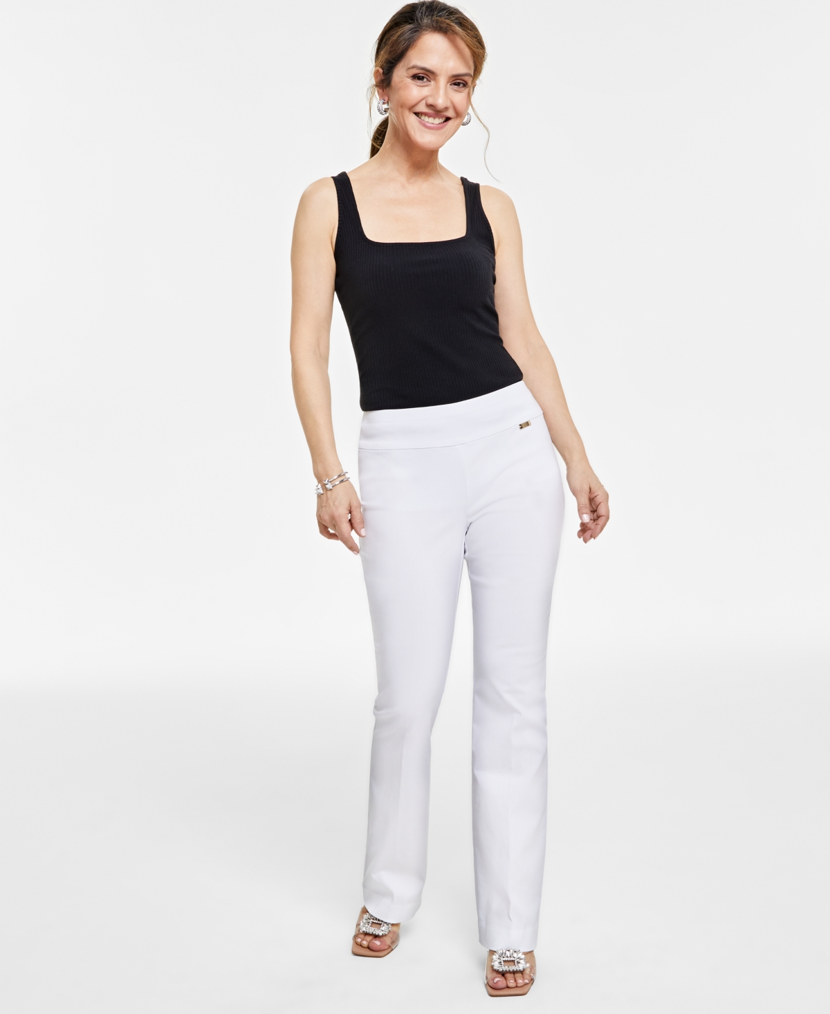 Inc International Concepts Petite Mid-rise Bootcut Pants, Created For Macy's In Bright White