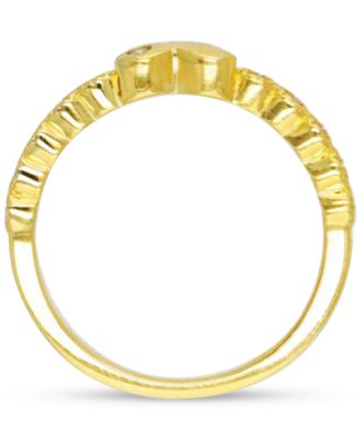 Cubic Zirconia Polished Heart Ring in 14k Gold-Plated Sterling Silver