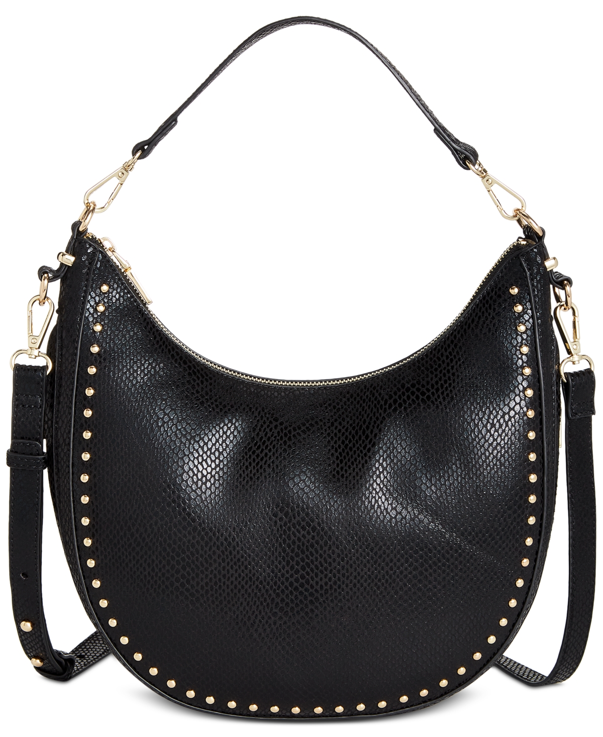 Inc International Concepts Kolleene Studded Small Crossbody, Created For Macy's In Black Exotic
