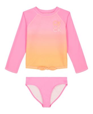 CALVIN KLEIN Big Girls Dip Dye Effect Rashgaurd Set Swimsuit