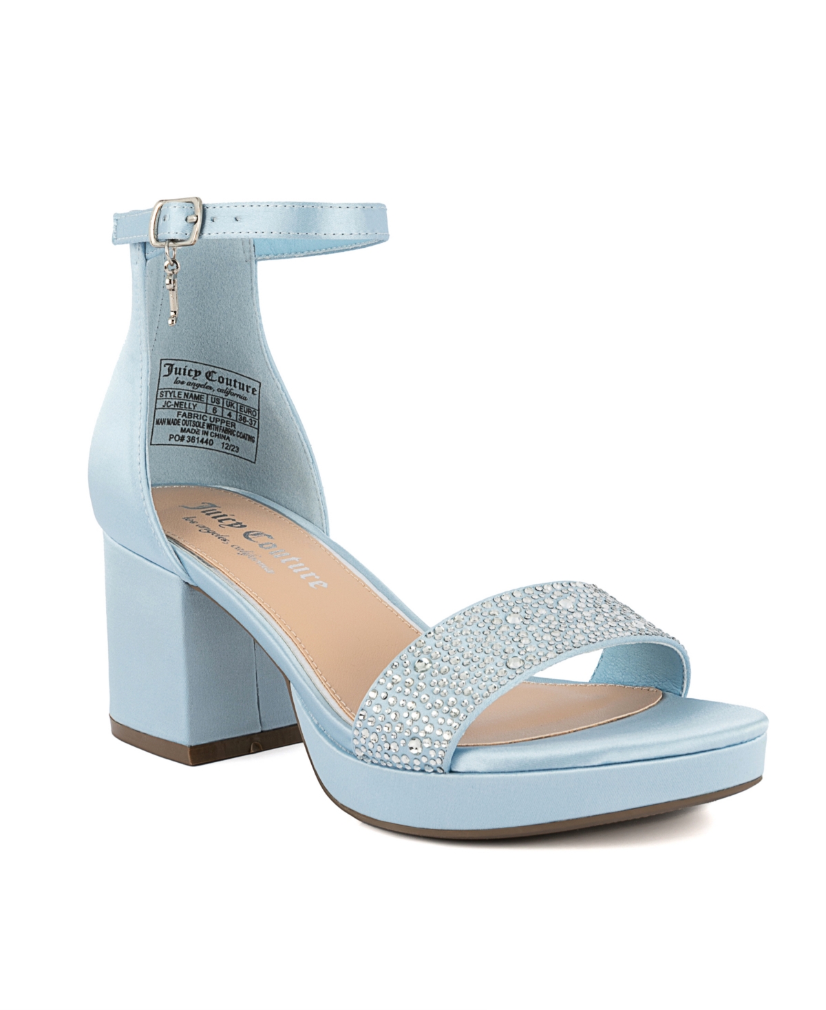 Shop Juicy Couture Women's Nelly Rhinestone Two-piece Platform Dress Sandals In Light Blue
