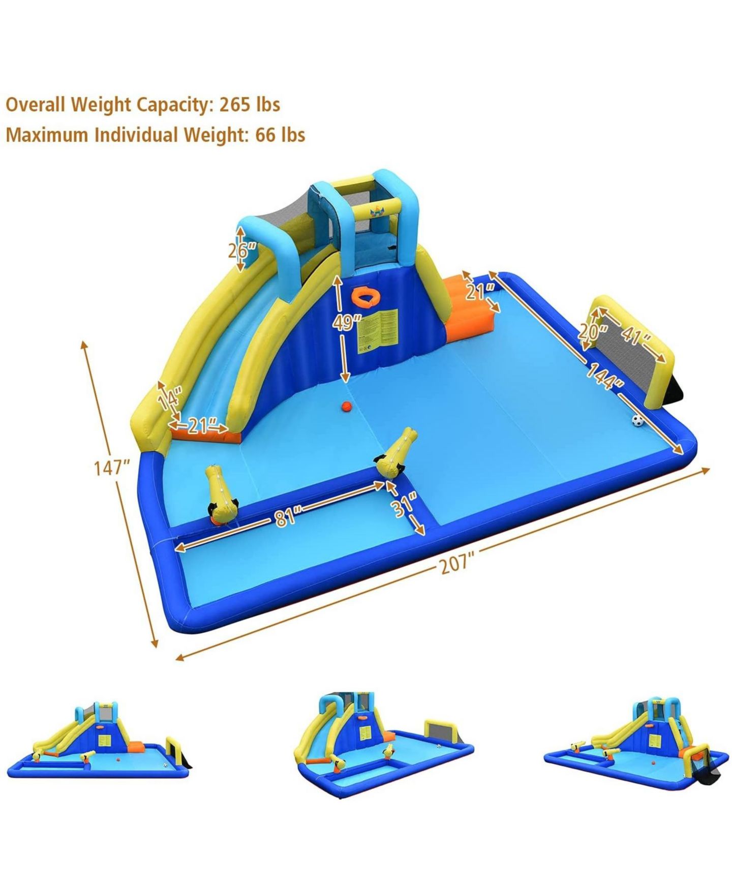 Детские игрушки SUGIFT 6-in-1 Inflatable Water Slides with Blower, Up to 3 Kids, Ages 3-12 — фото 2