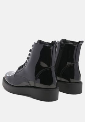 Womens rubble statement pu lace up ankle boots