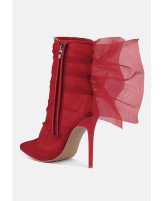 Womens princess organza wrapped style heeled ankle boots