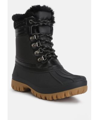 Womens capucine fur collar contrasting lug sole boots