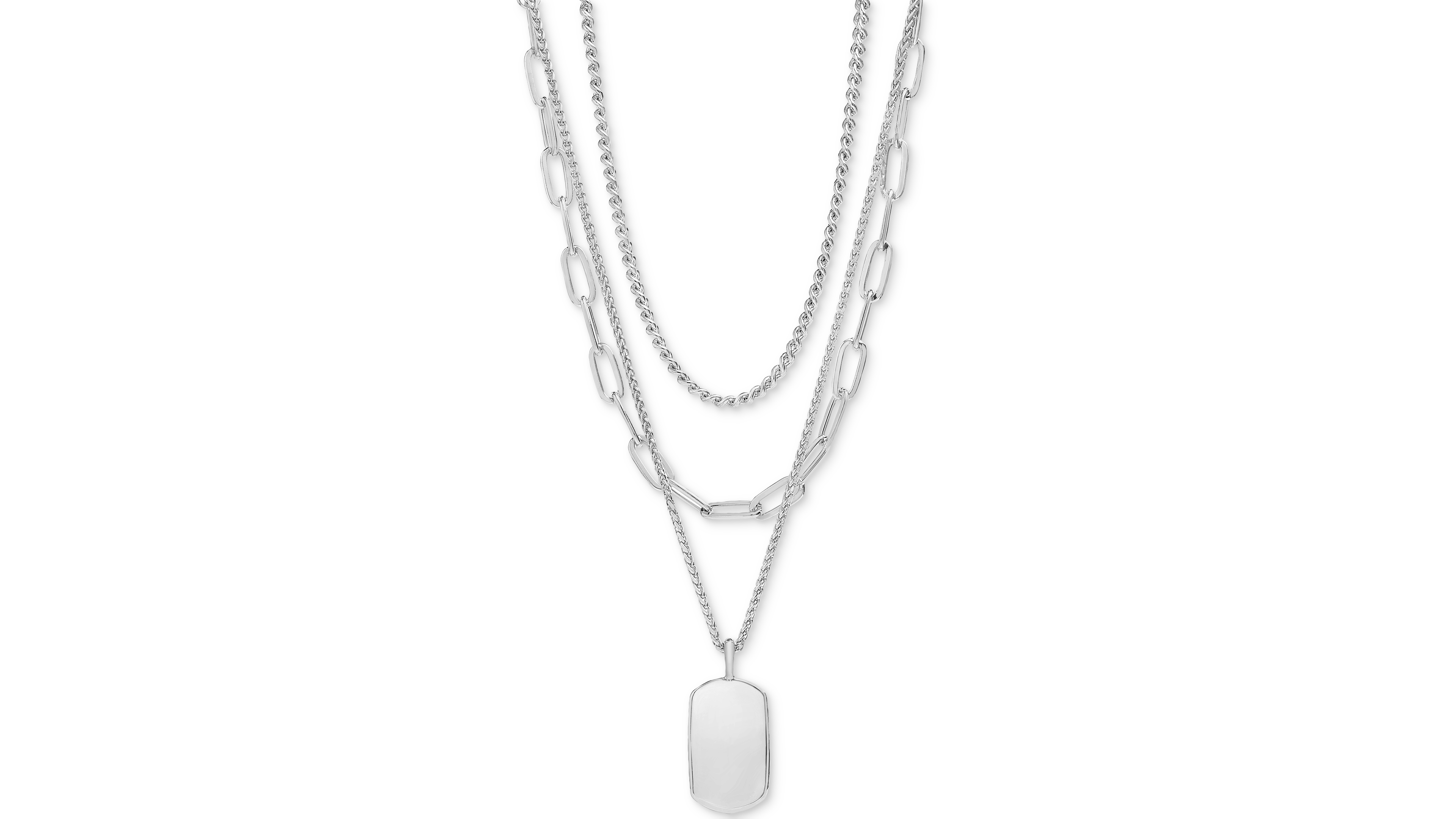 On 34th 3-Row Chain Pendant Necklace, 16" to 19" + 2" extender, Created for Macy's