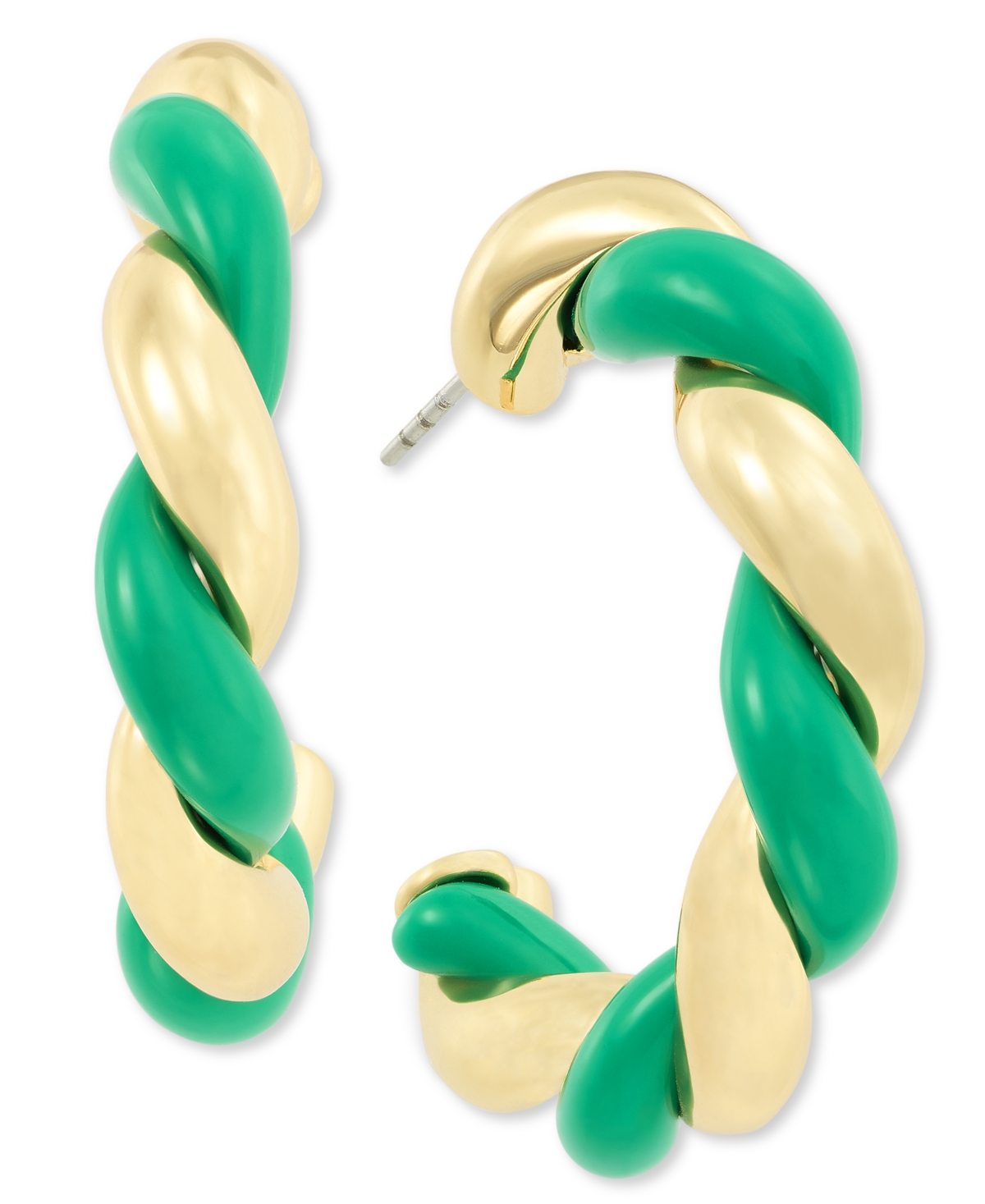 Gold-Tone Swirl Medium Hoop Earrings, 1.2", Created for Macy's - Black