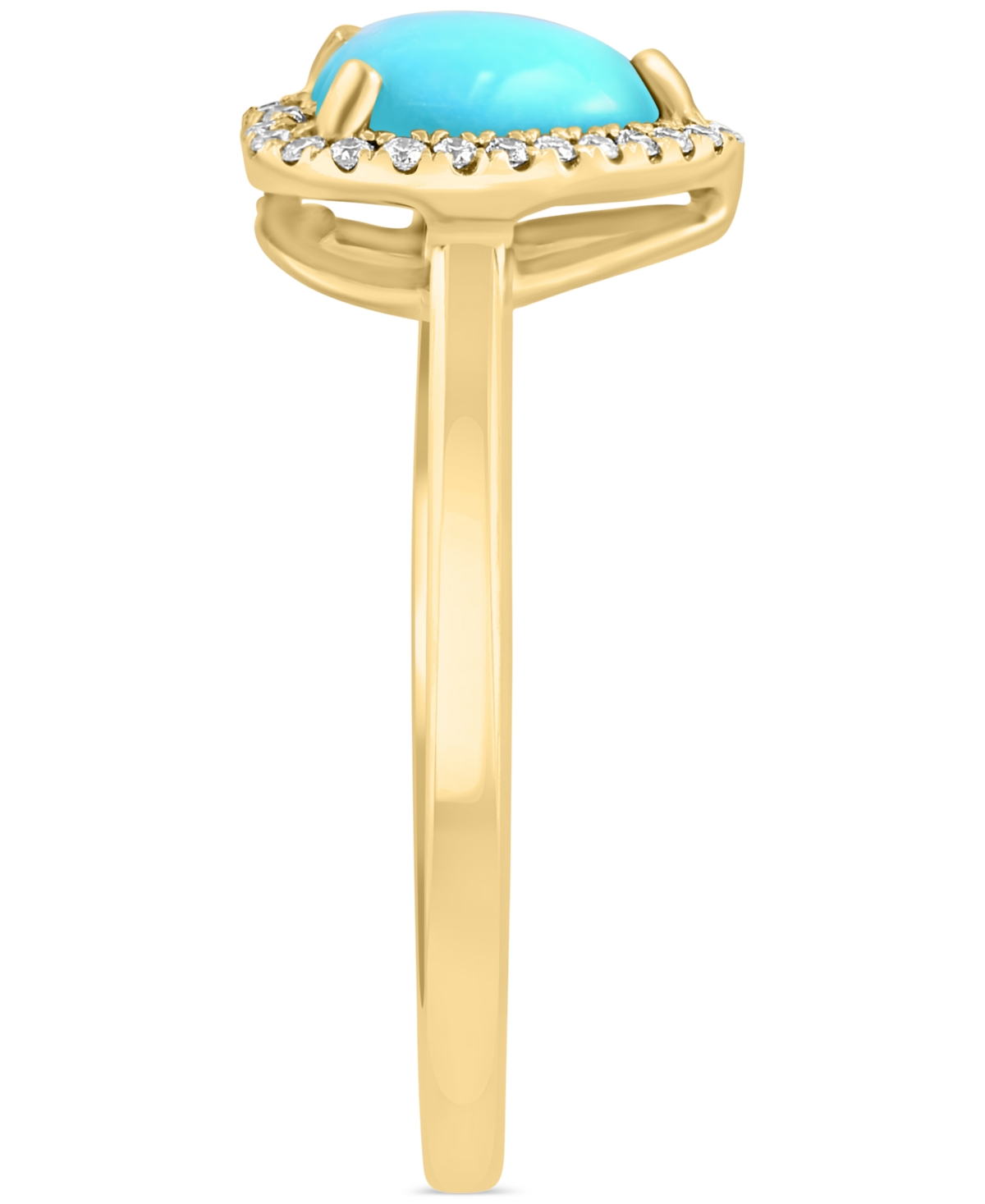 Shop Effy Collection Effy Turquoise & Diamond (1/10 Ct. T.w.) Heart Halo Ring In 14k Gold In Yellow Gold