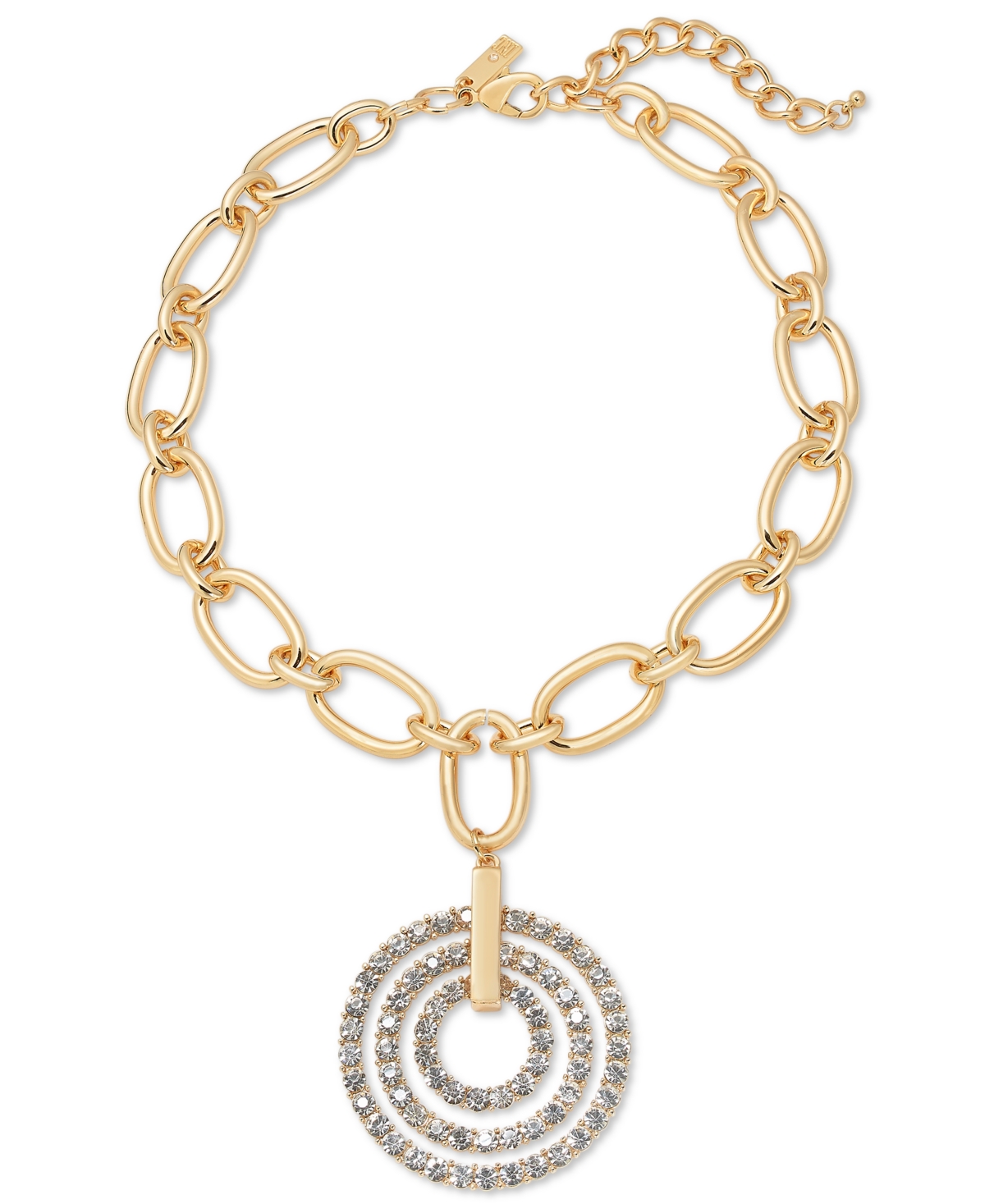 Shop Inc International Concepts Pave Crystal Orbital Pendant Necklace, 17"+ 3" Extender, Created For Macy's In Gold