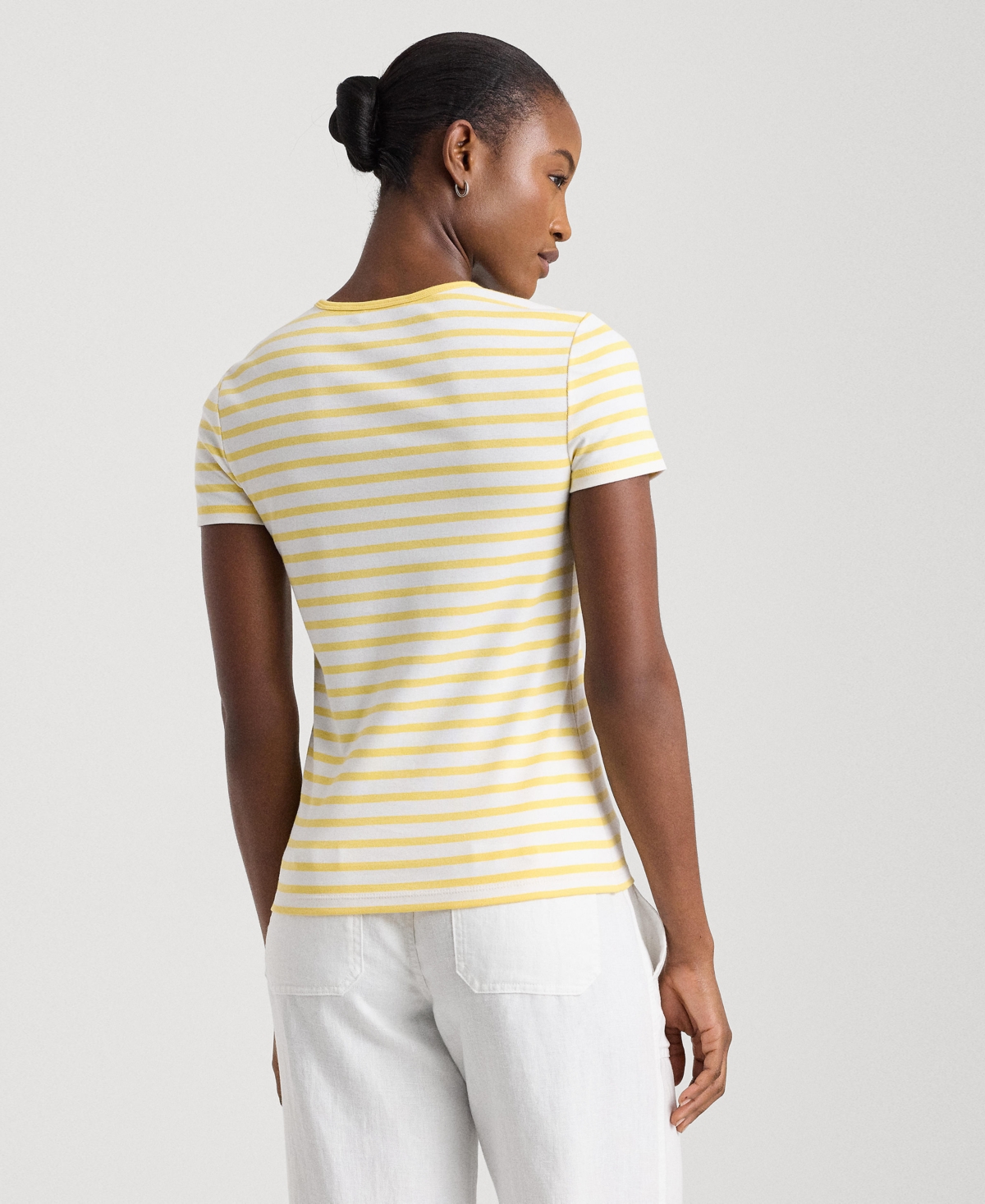 Lauren Ralph Lauren Women's Striped Crewneck Tee -Primrose Yellow