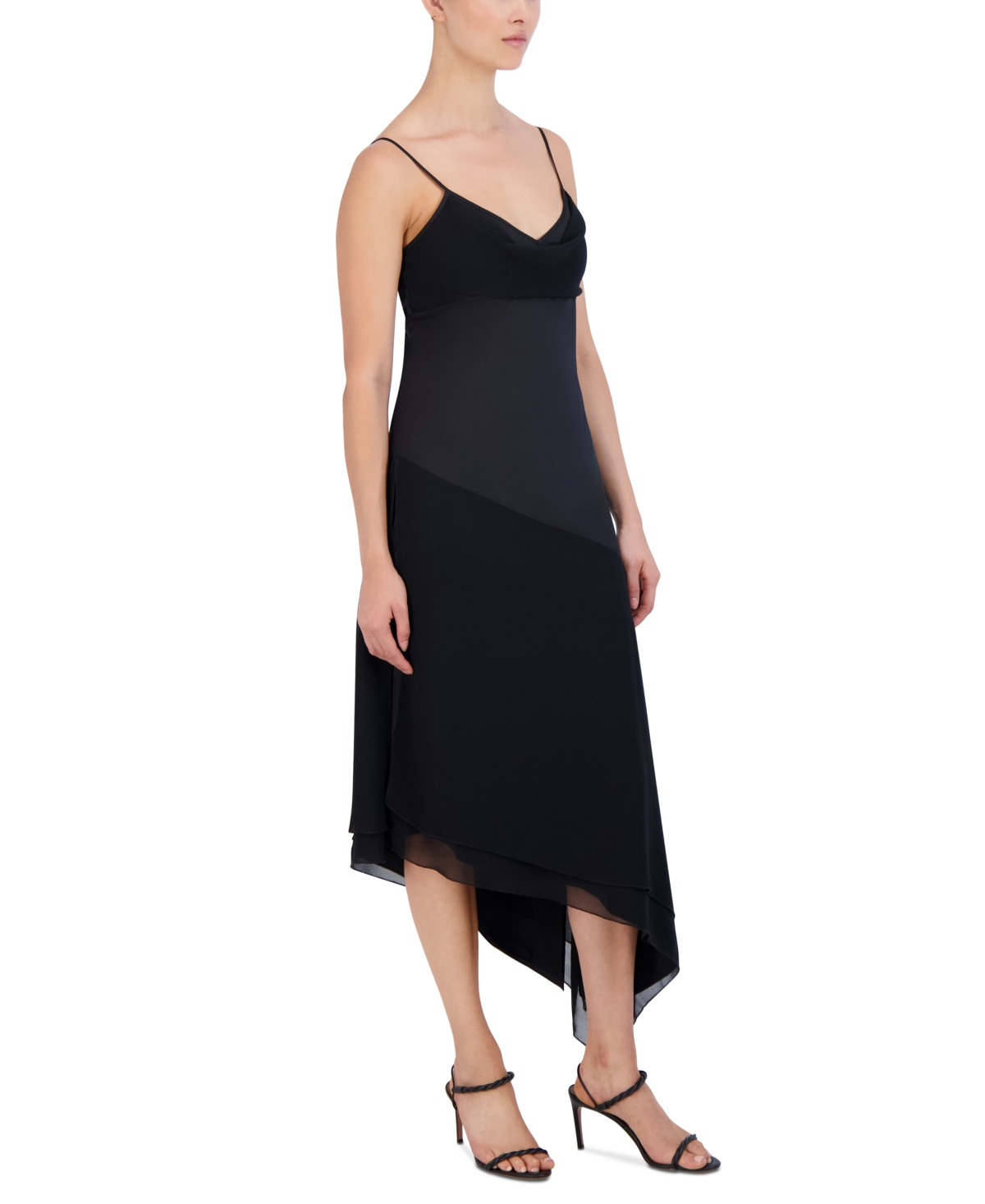 Shop Bcbg New York Women's Cowlneck Asymmetrical Dress In Onyx