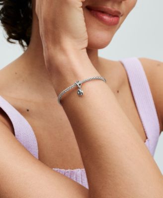 Rose in Bloom Dangle Charm in Sterling Silver