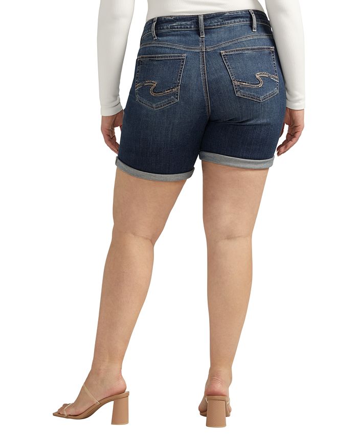 Silver Jeans Co. Plus Size Boyfriend Mid Rise Short Pantalocini Denim, Med Wash Cvs383, 24 Donna