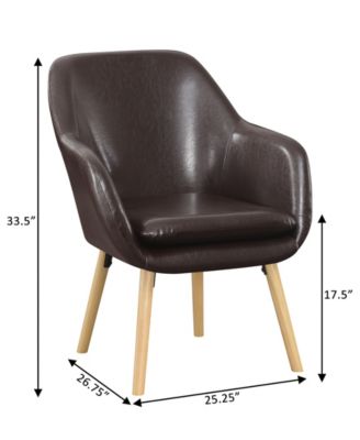 25.25" Faux Leather Charlotte Wingback Upholstered Accent Armchair