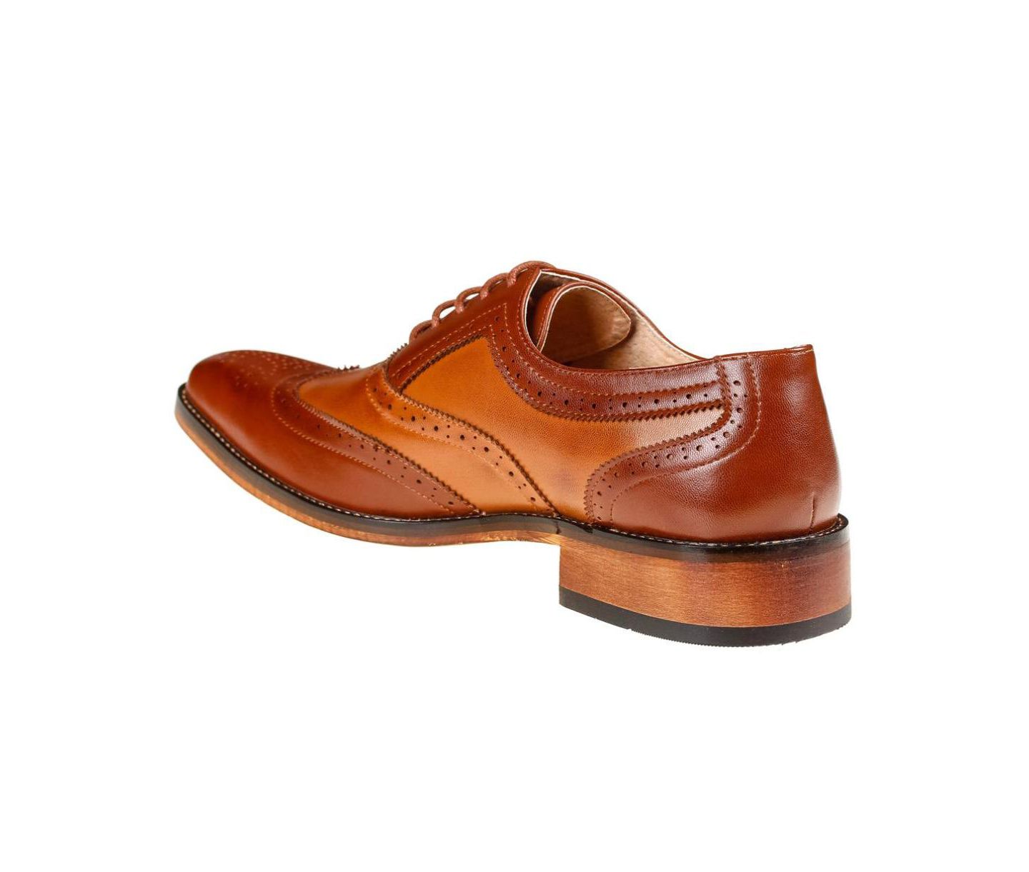 Обувь Gino Vitale Men's Two Tone Wing Tip Oxford Dress Shoes, цвет: Коричневый / Рыжевато-коричневый — фото 2