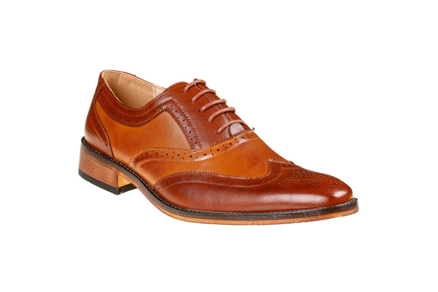 Men's Two Tone Wing Tip Oxford Dress Shoes