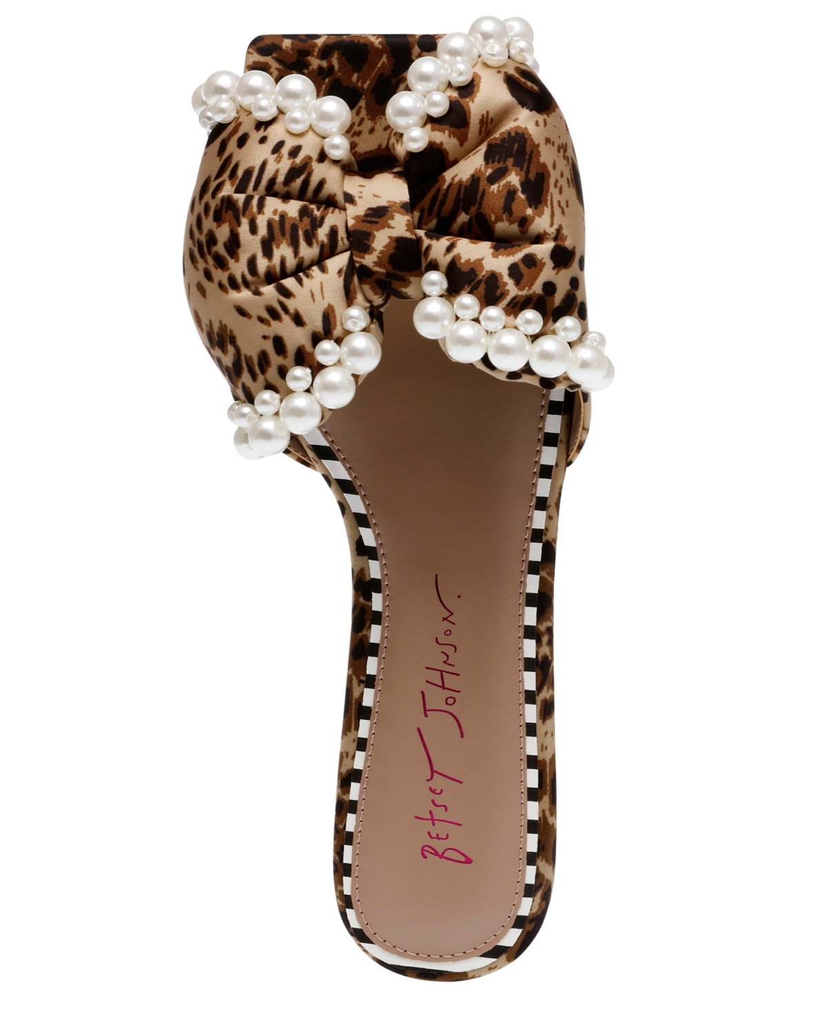 Betsey Johnson Women's Liah Pearl-Embellished Bow Slide Sandals