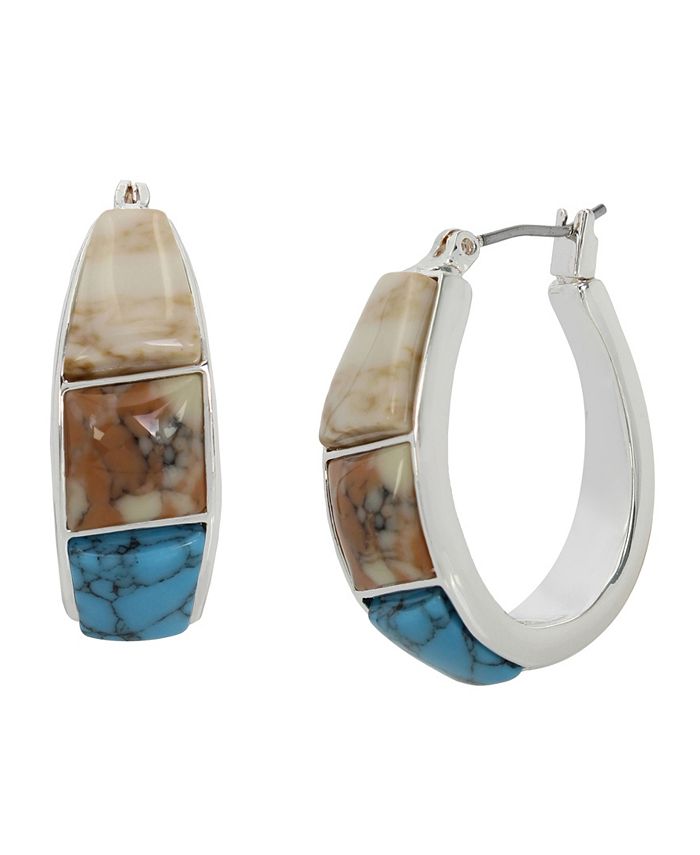 Robert Lee Morris Soho Semi Precious Mixed Stone Hoop Earrings Macy s
