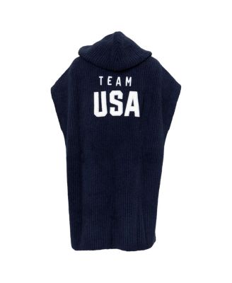Men's and Women's Navy Team USA Barefoot Dreams CozyChic Hooded Rib Cozy